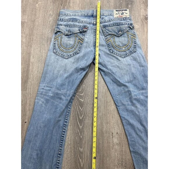 True Religion Jeans Men's Size 34 Wide Leg Embroidered Pockets Denim Blue - Picture 12 of 12